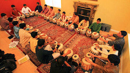 Students doing 'Riyaz' in the traditional way at Pleasanton class